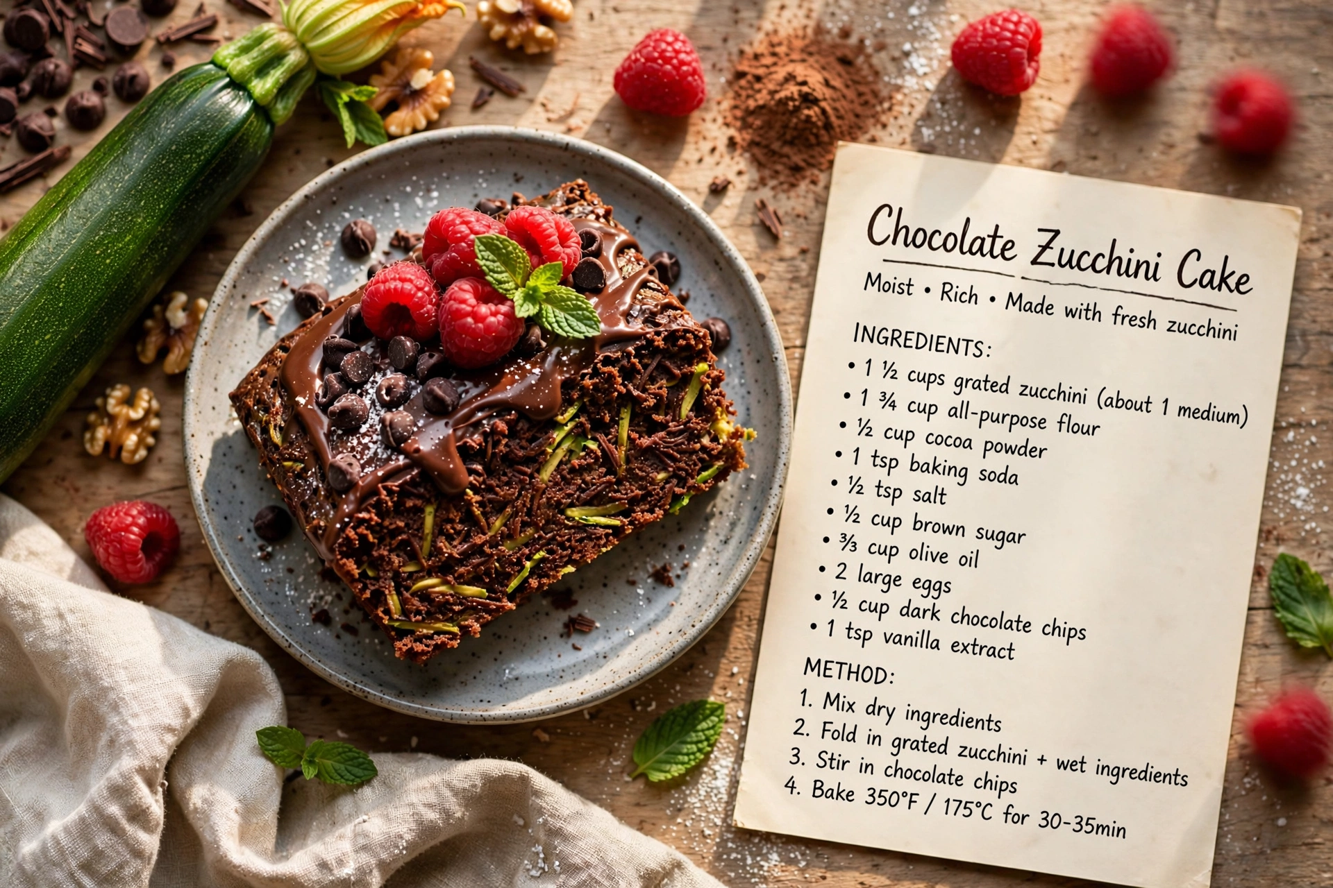 Chocolate Zucchini Cake Recipe (Moist & Chewy)
